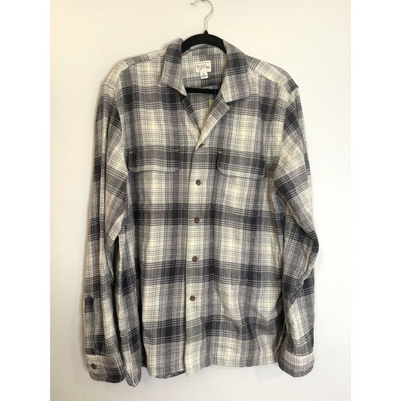 NWT J Crew Cotton Hemp Flannel Plaid Shirt Tan Black Mens Size L $118 [jb] - Picture 5 of 8